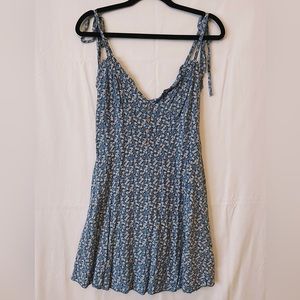 Blue Floral A Line Dress